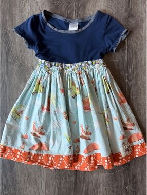 Kids Fly Too by KPea Airplane Puppy Print Dress Size 5 Boutique Tie Back